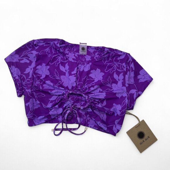Aloe Women's Purple Floral Reversible 2 Piece Bikini - Top (M), Bottoms (S) NWT - Picture 2 of 10